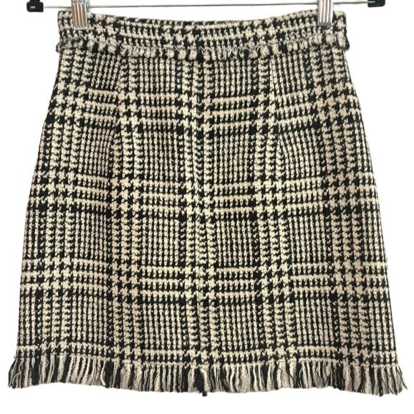 Zara Black and White Tweed Fringe Above the Knee Classic Skirt X-Small - Picture 1 of 7
